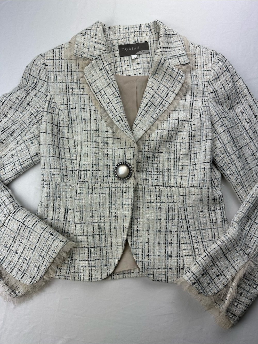 Tobias Plum Tweed Blazer Jacket Boucle Old Money Quiet Luxury Office Designer 6